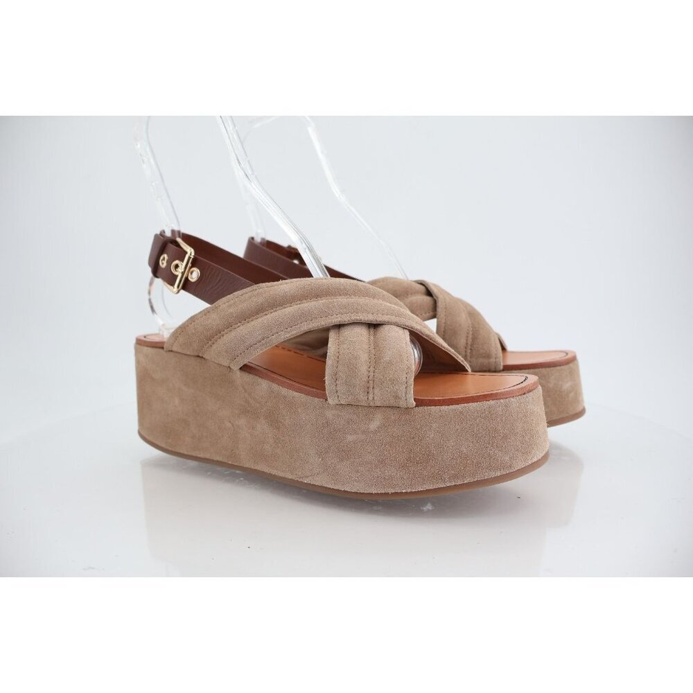 Free People Beach Party Platform Sandal Women Size 11 Brown Suede Chunky Boho